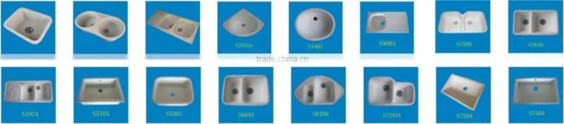 Simble Rounded Double Bowl Artificial Solid Surface Kitchen Sink Without Faucet