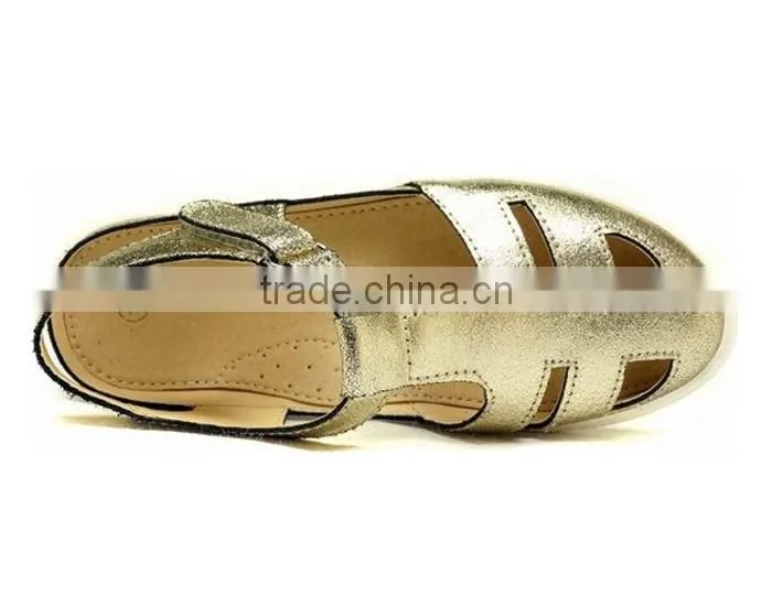 2016 Summer Beautiful Girls Closed Sandals with Gold Genuine Leather