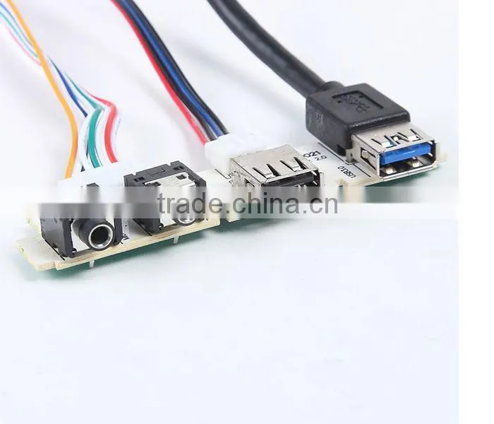 High quality 19pin or 20 pin hearder to usb 3.0 & usb 2.0 female panel mounted cable with audio port