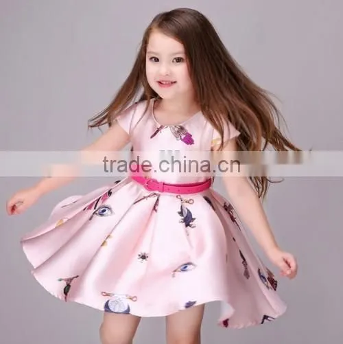 2016 lovely baby girl designer one piece party dress summer hot sale party dress for 2-12 years old girls