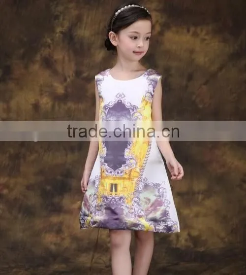 2016 summer high quality Europe stylish girl dress factory price beautiful Princess girl dresses