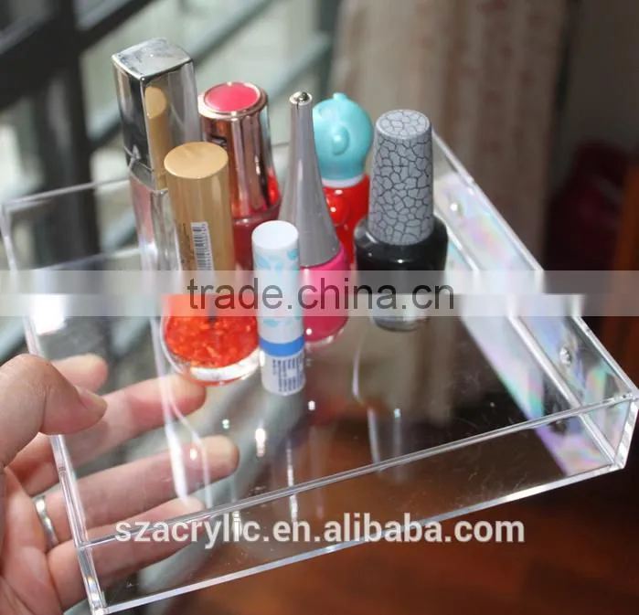 Clear acrylic cosmetics organizer tray