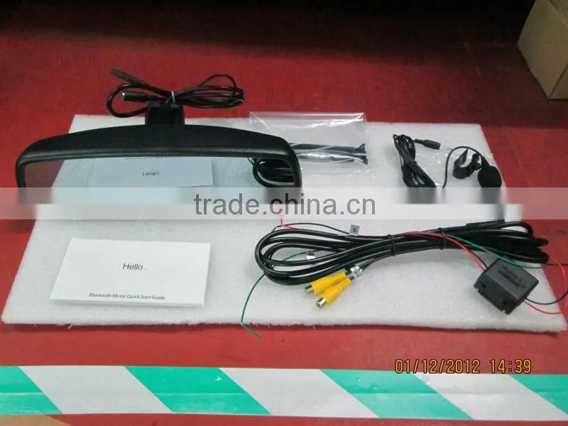 4.3" bluetooth handsfree car kit with reverse display rearview mirror