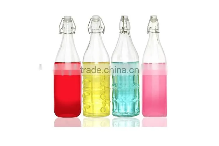 1L different design glass beverage bottle with locking tops