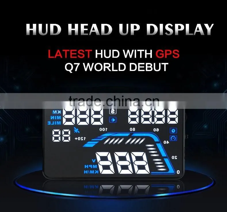 Q7 HUD 5.5 inch Car GPS Head Up Display Windscreen Projector Vehicle Speed Warning Fuel Consumption Car Driving Data Diagnosis