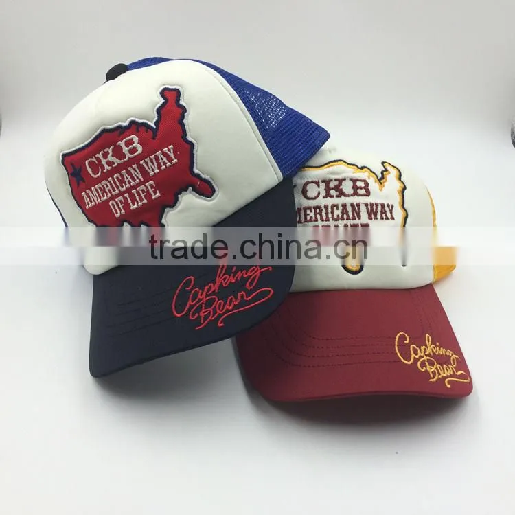 wholesale customize 100% cotton embroidery patch trucker cap and hat