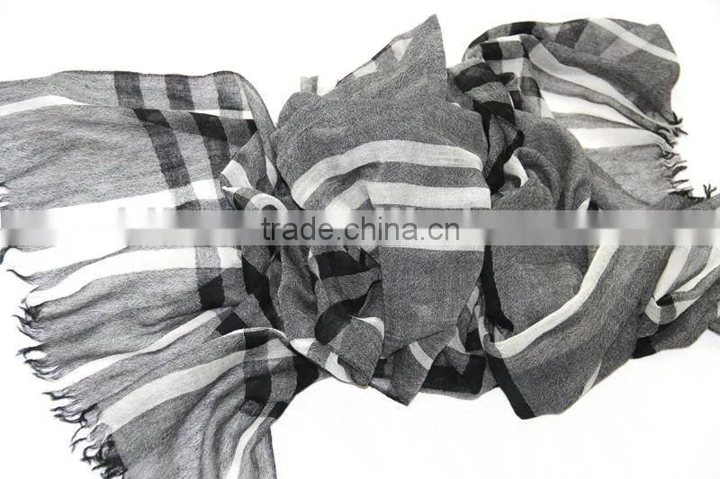 200s/2 light weight wool worsted checked scarfs