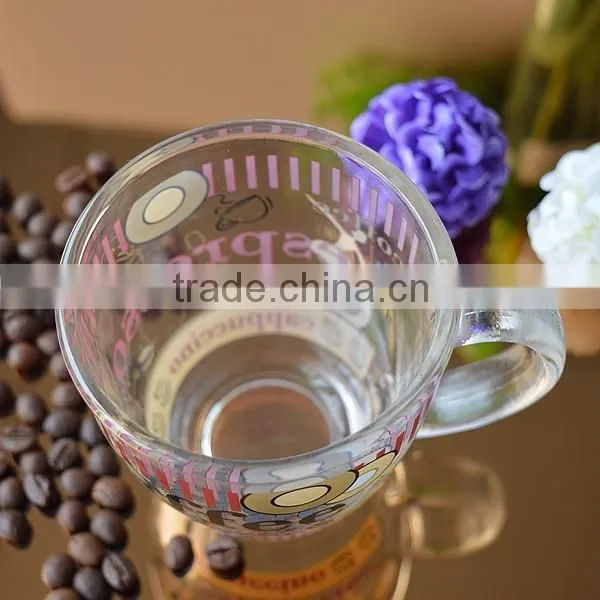 Cafe glass cup with handle for sale