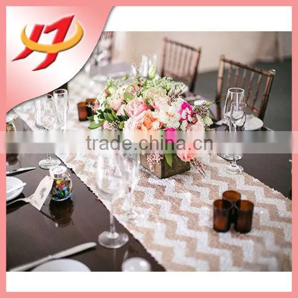 Fancy Luxury Silver Sequin Laser Cut Felt Table Runner for Square Tables