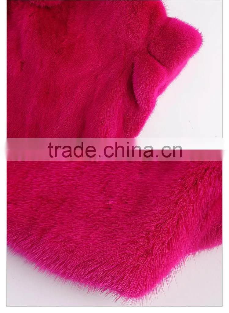 Hot sale red whole mink fur shawl for girls
