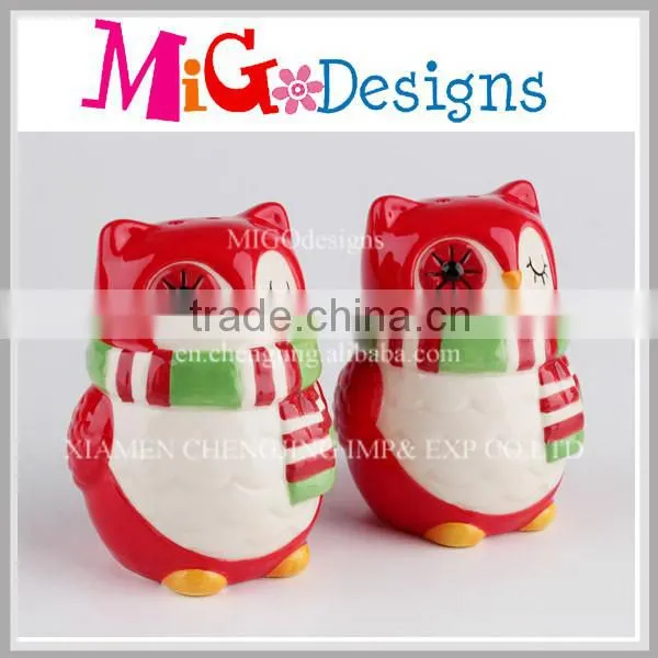 Wholesale Ceramic Scarf Owl Salt& Pepper Spice Shaker