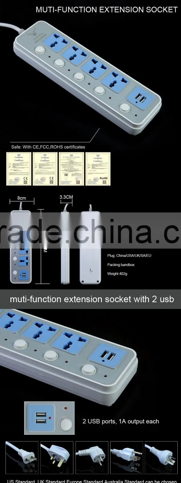 best smart india usb power strip with usb 5 independent buttons and lights