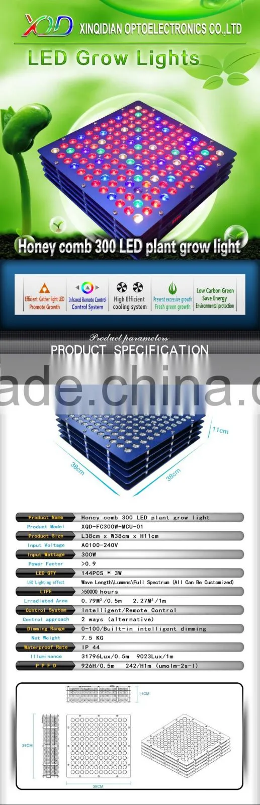 cheapest led grow lamp 300w smart control wavelength full spectrum grow light