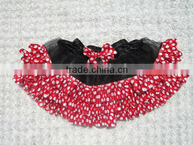 Hot sale baby skirts, red polka dot mini skirts for girls, dancing wear