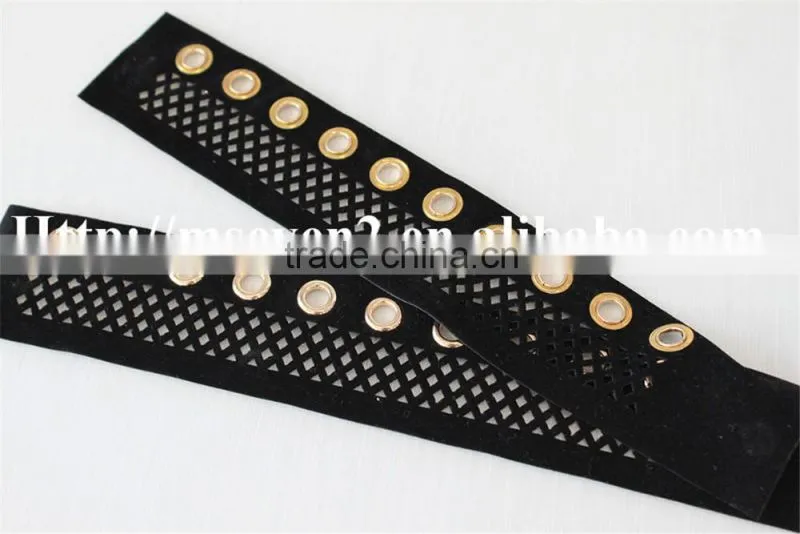 high quality polyester fabric matal eyelet applique net embroidery collar for sale