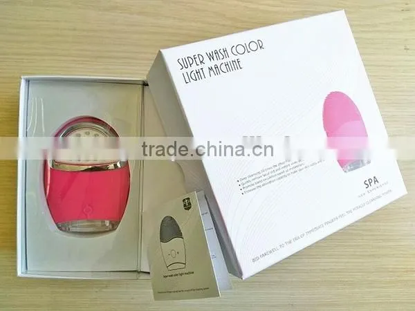 Rechargeable silicon face cleanser water-proof vibrating facial massager with red&blue light