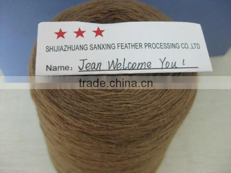 100% Chinese sheep cashmere yarn,14/1NM, dyed brown color