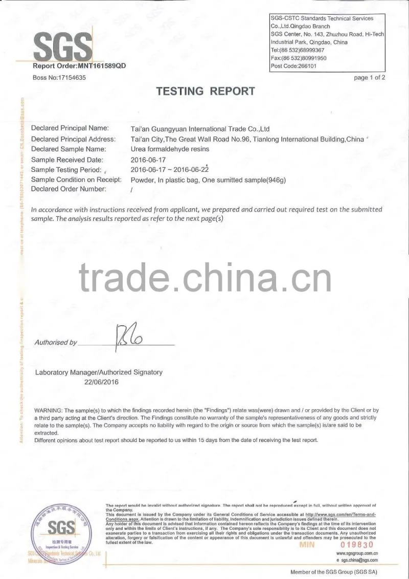 melamine urea formaldehyde resin powder for gule