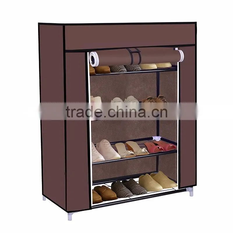 10 TIER CANVAS FABRIC SHOES RACK SHOE STORAGE CABINET RAIL ORGANISER ZIPPER STAND