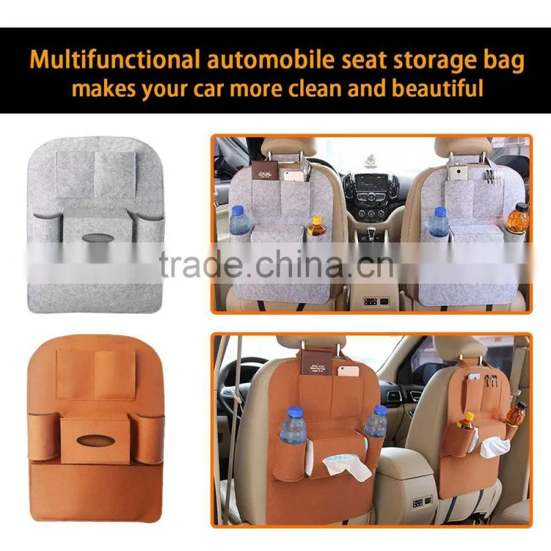 2017 Wholesale Recyclable Eco Friendly Car Accessories Felt Seat Back Storage Bag