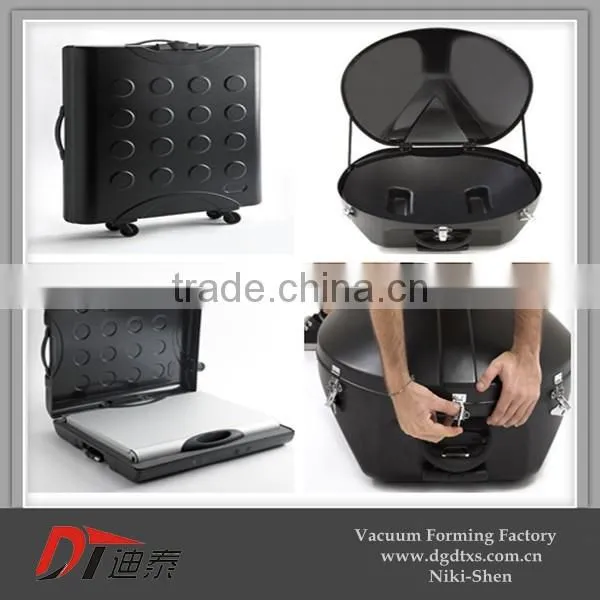Custom design white and black plastic oblate rectangle suitcase