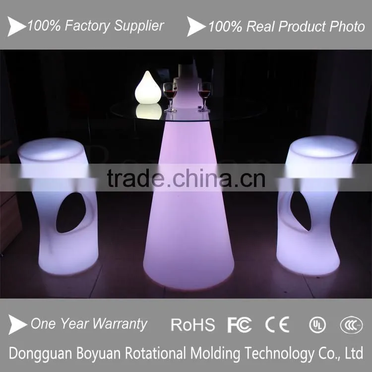 2015 high tall with glass New design glowing furniture high led bar table