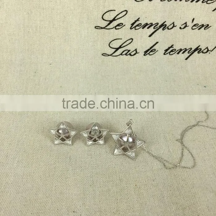 AAA 9-10 mm purple freshwater pearl necklace and earring sets