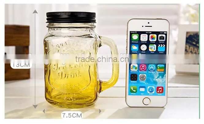 The Glass 500ml Fashional Vintage Mason Glass Drinking Jar