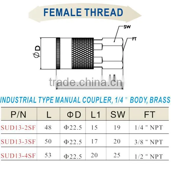 2015 Hot Selling Custom Fittings Type Air Quick Coupler SUD13-2SF