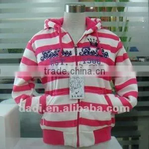 Zipper-Up Ladies Pink stripe Hoody
