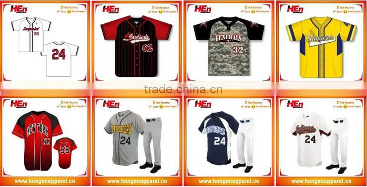 Hongen apparel Wholesale 100% Polyester full dye sublimation baseball jersey
