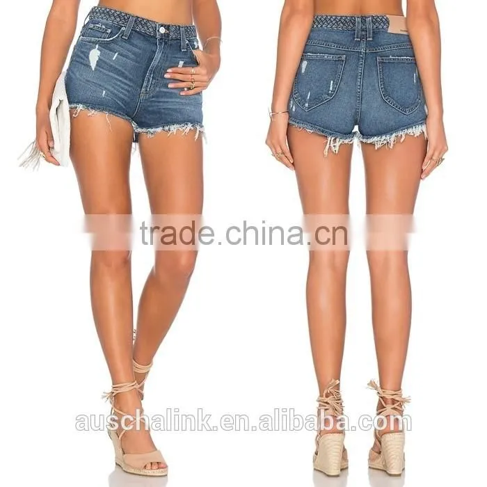 hot sale high rise custom sexy denim shorts women OEM service