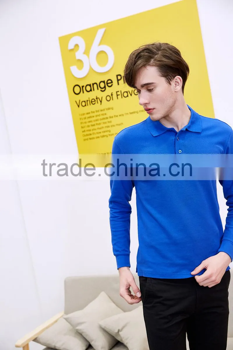 factory wholesale high quality 220g 100% cotton long sleeve polo shirt
