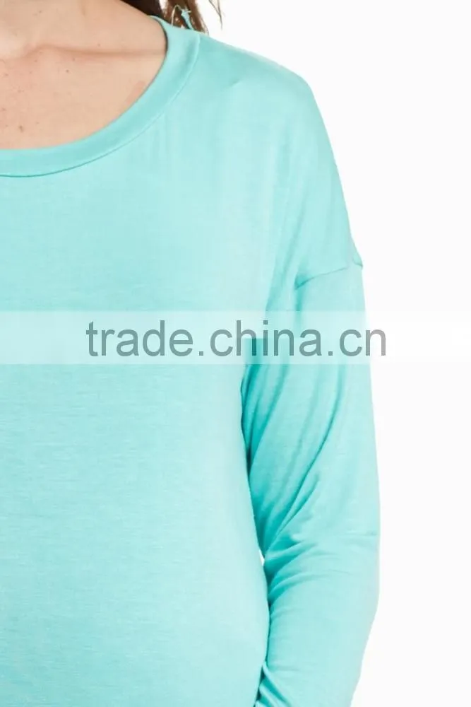 Wholesale long sleeve green maternity wear clothes with crochet trim