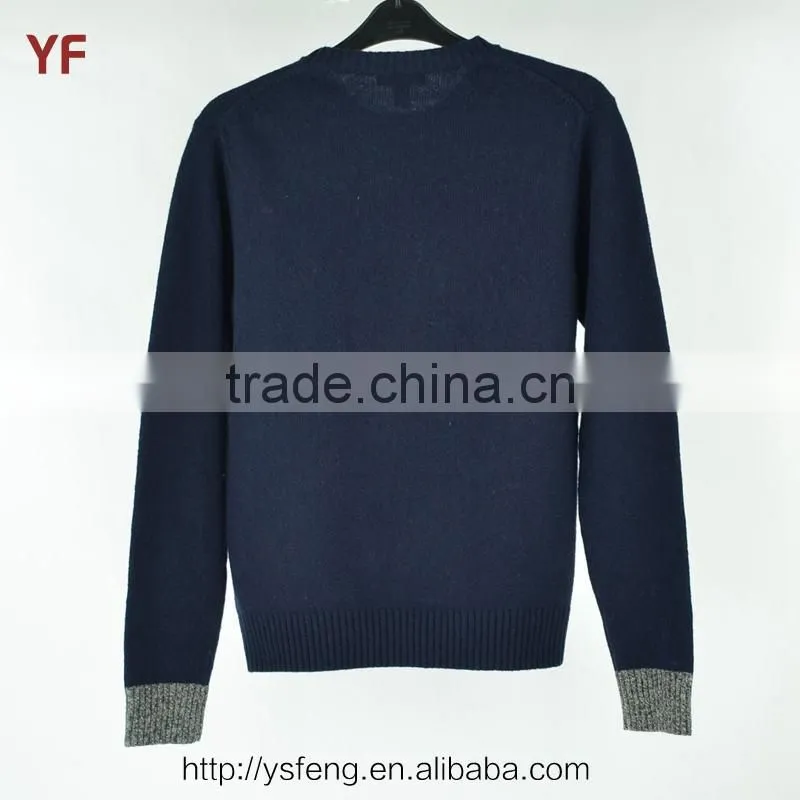 deep blue cheap Intarsia Pullover Man' Sweater design