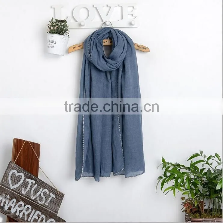 New fashion custom viscose lace trimming hijab scarf