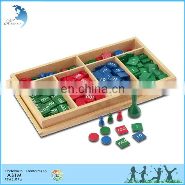 Preschool Wooden Educational Montessori Material EN71 Mathematic Toy Stamp Game