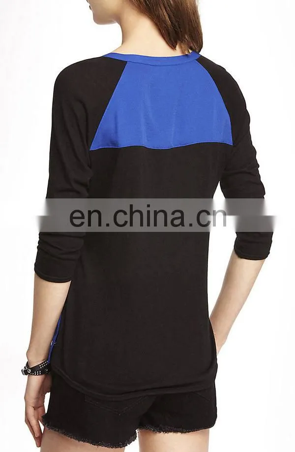 CHEFON Raglan long sleeve pocketed simple design lady blouses for women 2014
