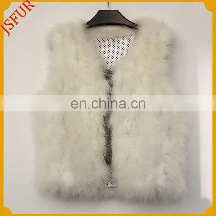2015 Newest Design Brief Style Women Real Turkey Feather Vest Spring Coat