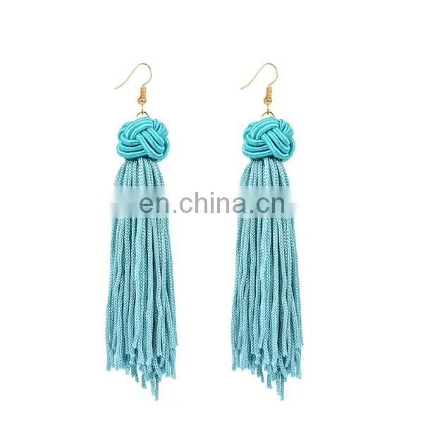 Handmade Fringe Thread Tassel Drop Earrings Charm Pearl Earrings