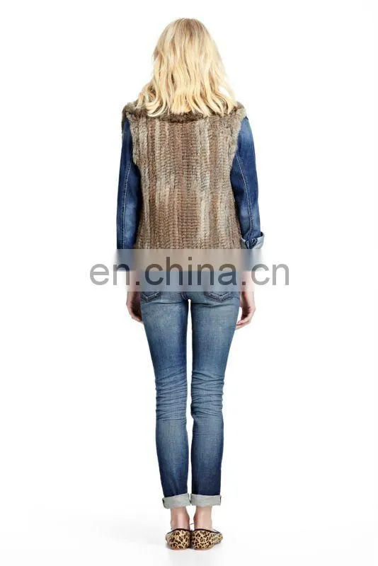 3151-NB# Rabbit Fur Knitted Vest With Wide Flap Collar OEM/ODM/QUALITY SUPPLIER