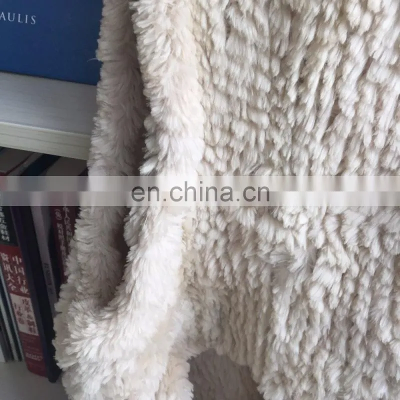 White knitted shearling beaver fur sleeveless asymmetrical vest