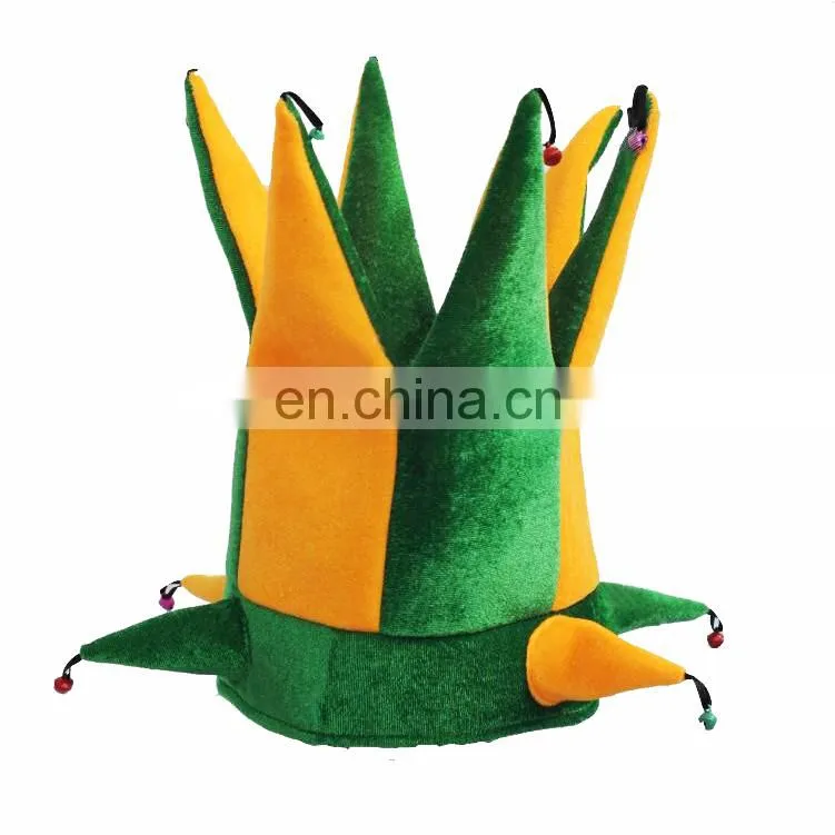 2017 New design party custom logo novelty clown hat carnival joker six horns hat with bells wholesale MCH-2473