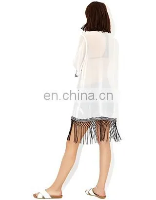 MONOCHROME EMBROIDERED KIMONO Latest beach kimono soft polyester fabric embroidered kimono