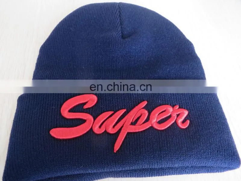 Custom pink girls beanie hats with embroidered logo for promotion