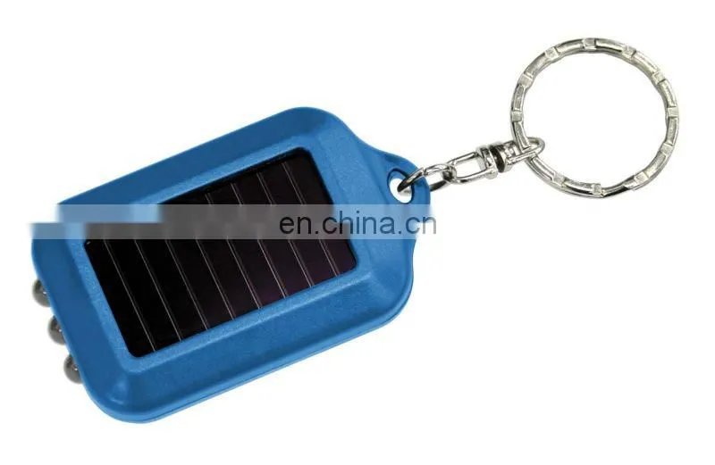 Best Gift Portable Mini Light Torch Solar Power Rechargeable 3 LED Flashing Keychain