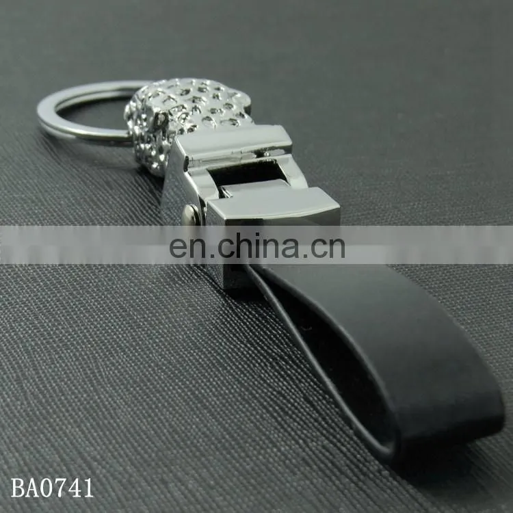 High Quality Leopard Head Shaped Personalized Metal Leather Key Chains