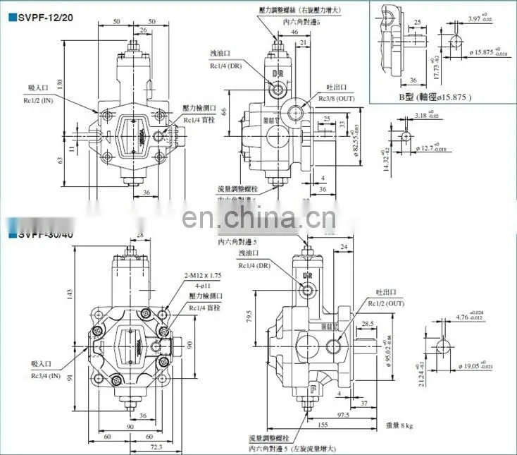 Trade assurance SVPDF series SVPDF-4070-4070-20 Double variable vane pump