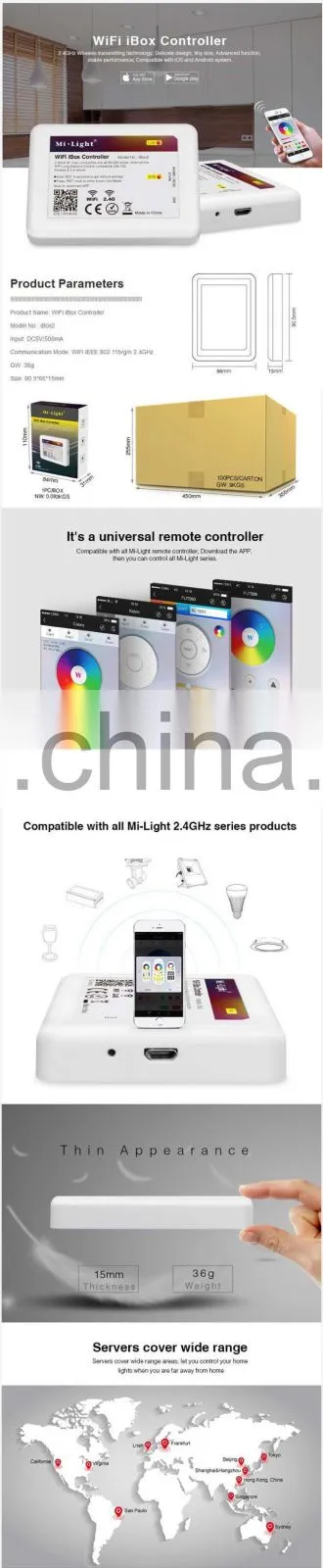 Milight 2.4G rgb rgbw dim ct led wifi box led wifi controller