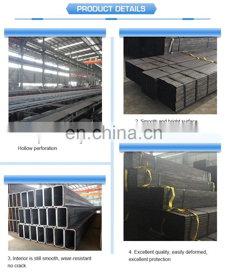 Q195-Q345 Black rectangular steel tube hollow section factory in Tianjin